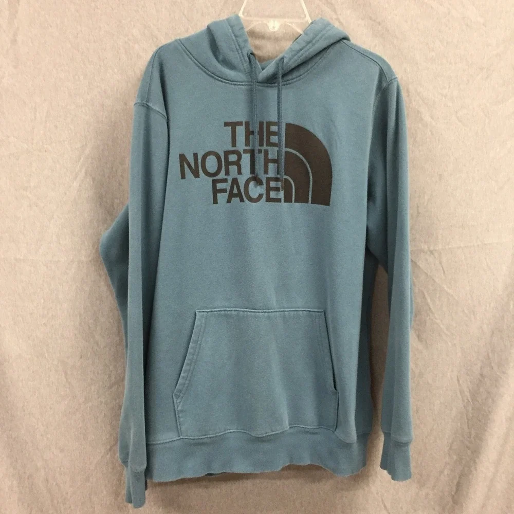 The North Face‎ Mens XL Half Dome Pullover Hoodie Blue Teal Brown Logo Fleece